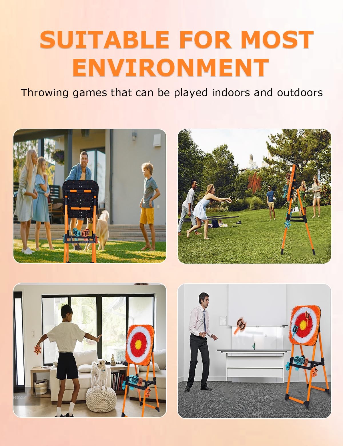 Axe Throwing Game for Backyard - 8 & 8 24 Inches Target, Orange