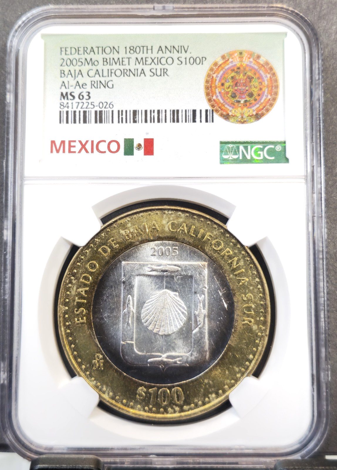 2005 MEXICO SILVER 100 PESOS BAJA CALIFORNIA SUR NGC MS 63 SCARCE NICE COIN