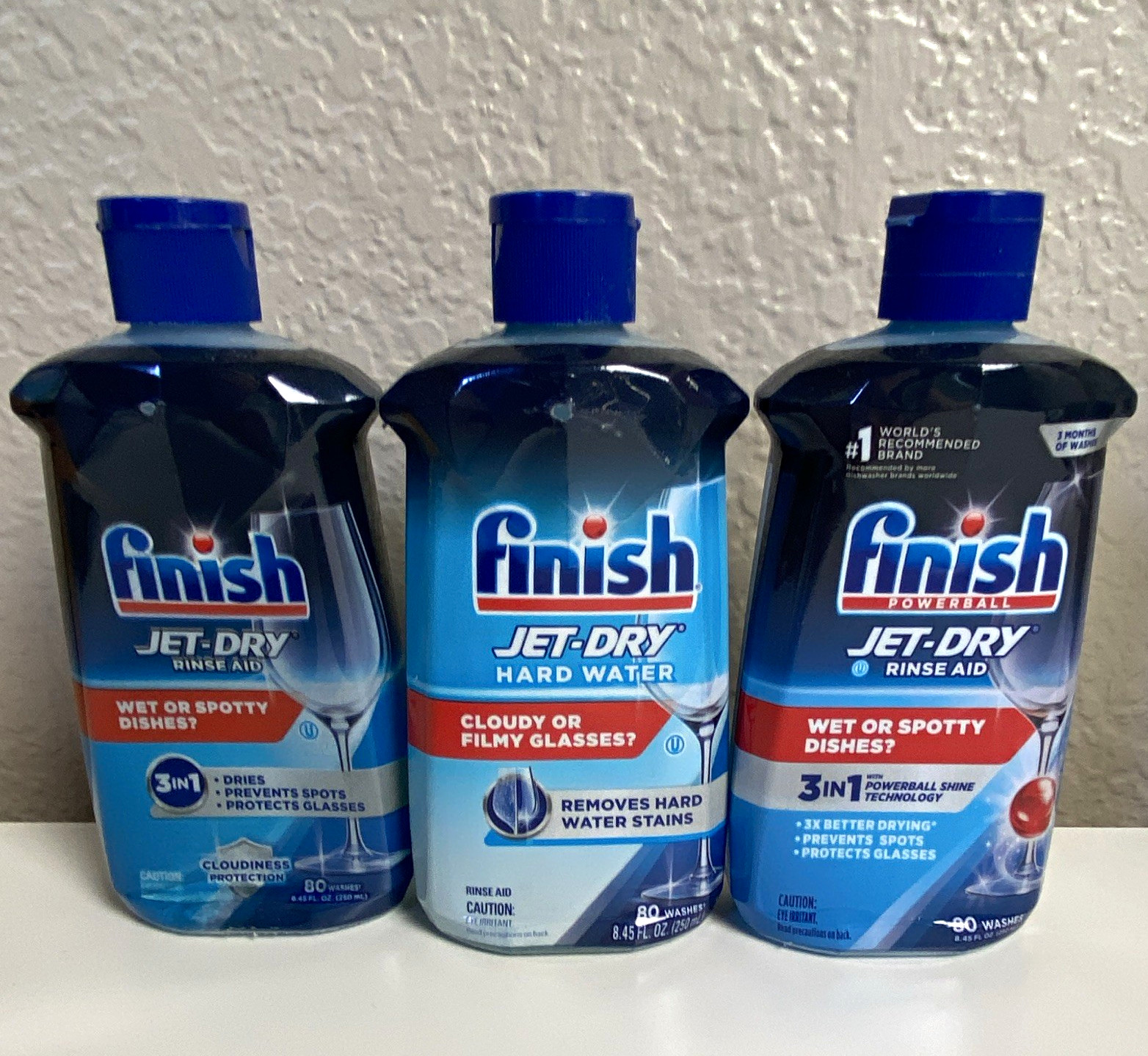 Finish Jet-Dry Dishwasher Rinse Aid Hard Water 8.45 fl oz - 3 Pack