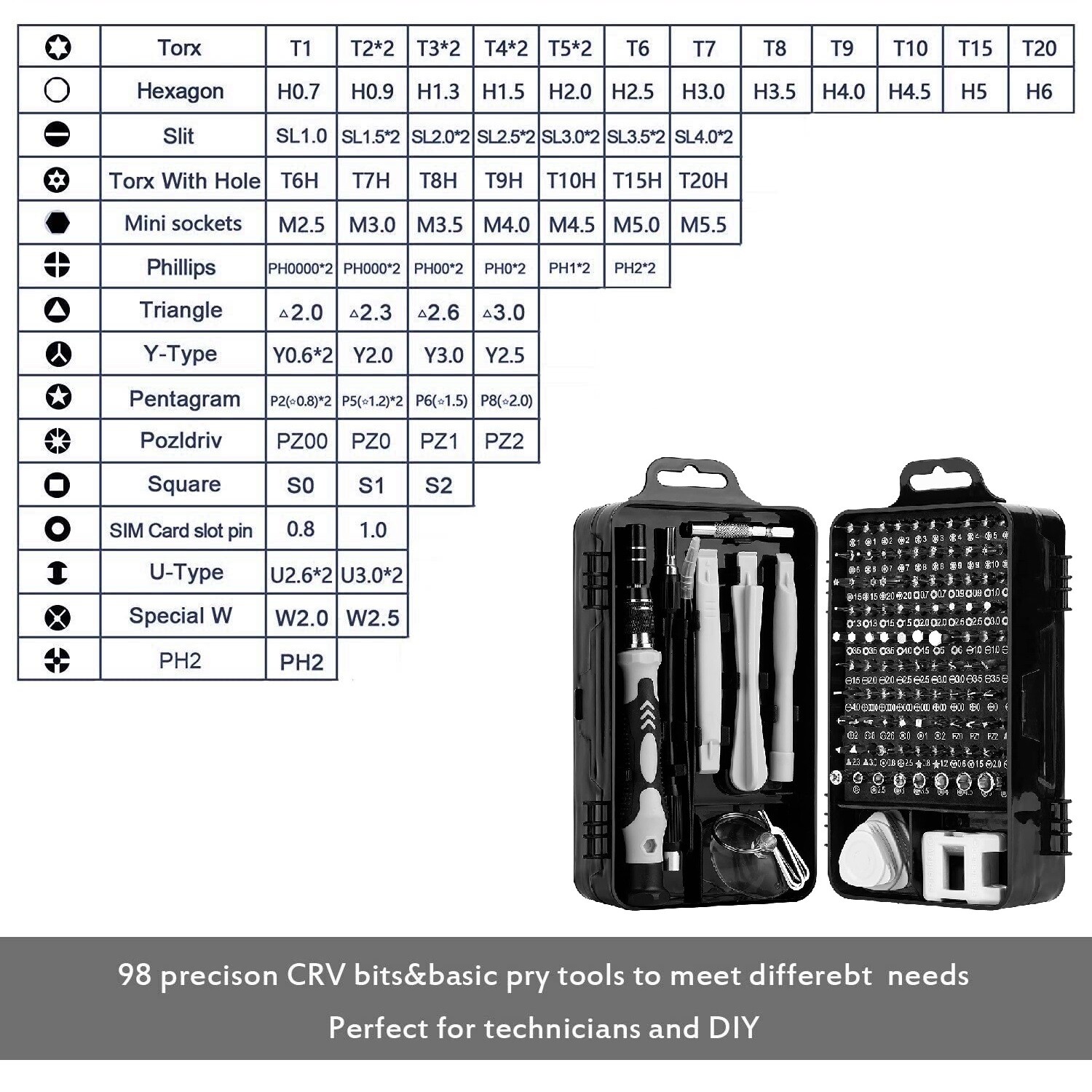 115 in 1 Magnetic Screwdriver Bit Set Tool Kit Repair For iPhone MacBook PC