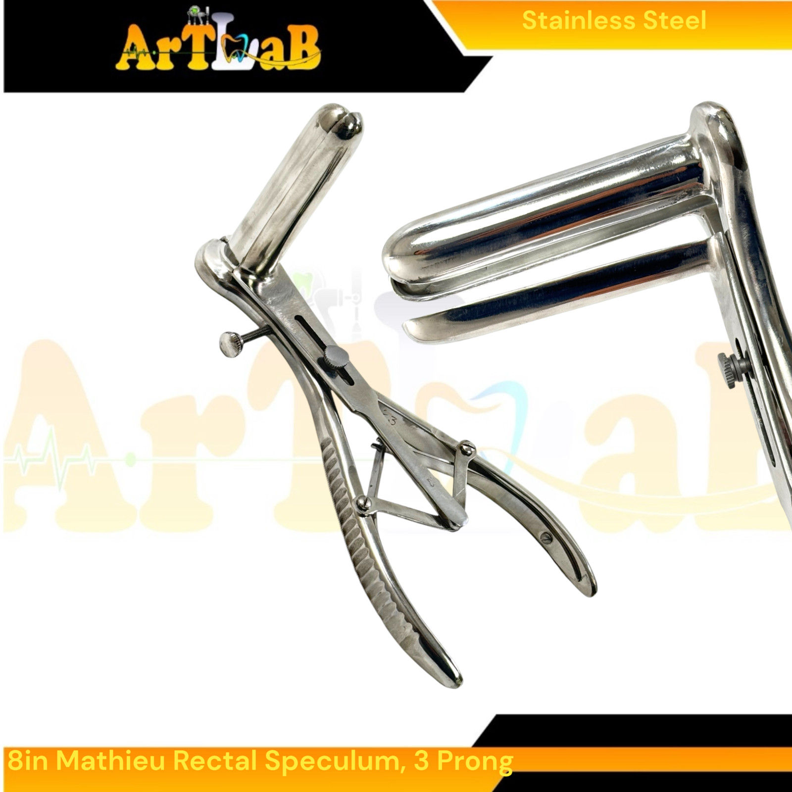Rectum Examination Speculum Mathieu with 3 Prongs, Large 8in Speculum Stainless
