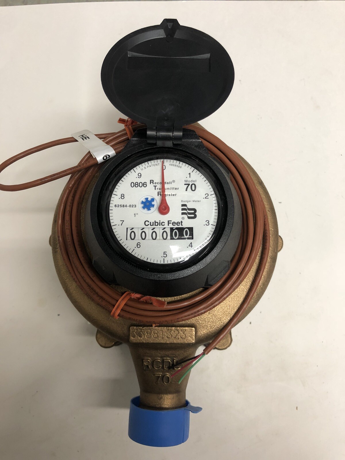 Badger 1" M70 New Meter RTR Register In Cubic Feet.