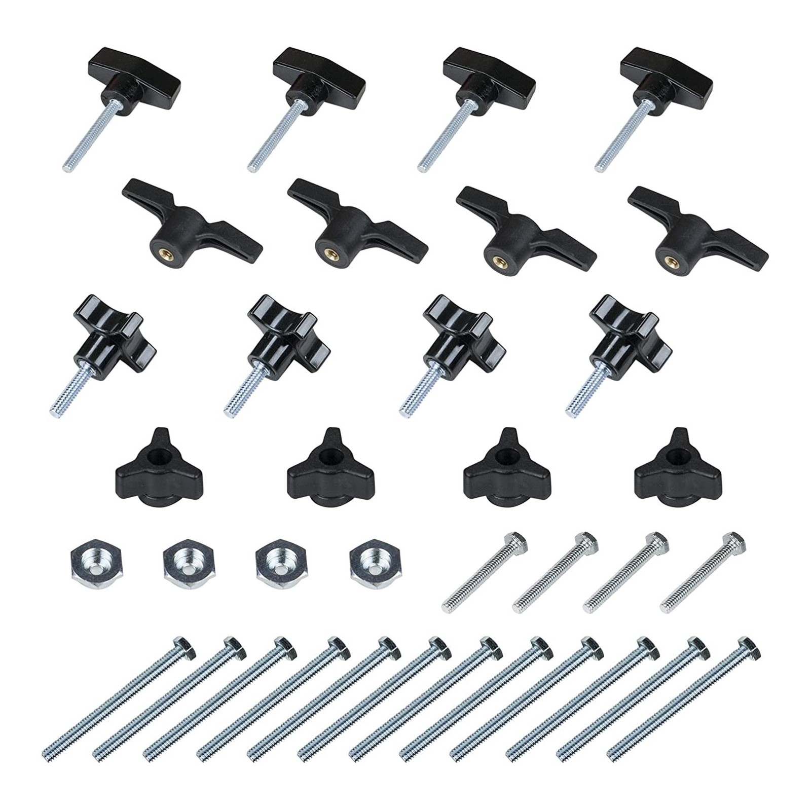 POWERTEC 71130 T-Track Knob Kit with 1/4-20 by 1-1/2 Hex Bolts and Washers, Set