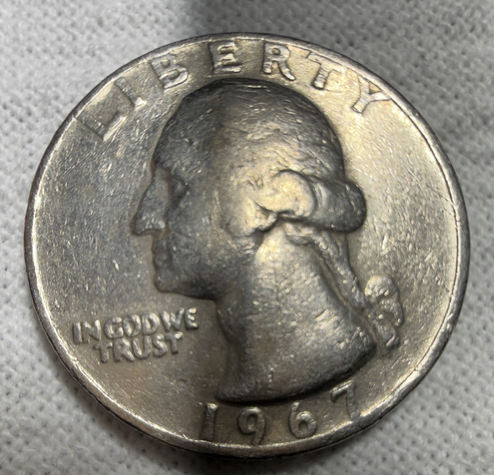 1967 Washington Quarter 25C Philadelphia Business StrikeErrorKM#195 Silver 0.4