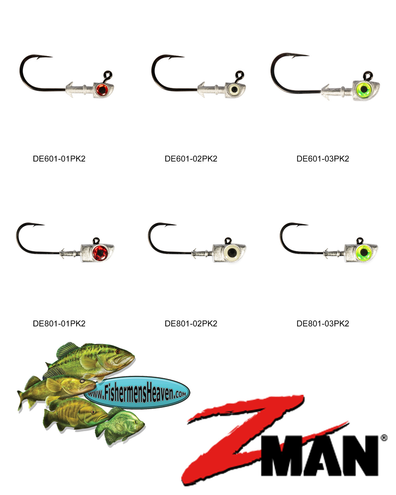 Z-MAN Jigheads Diezel Eye Heavy Duty You Pick Any Weight Color or Hook Size