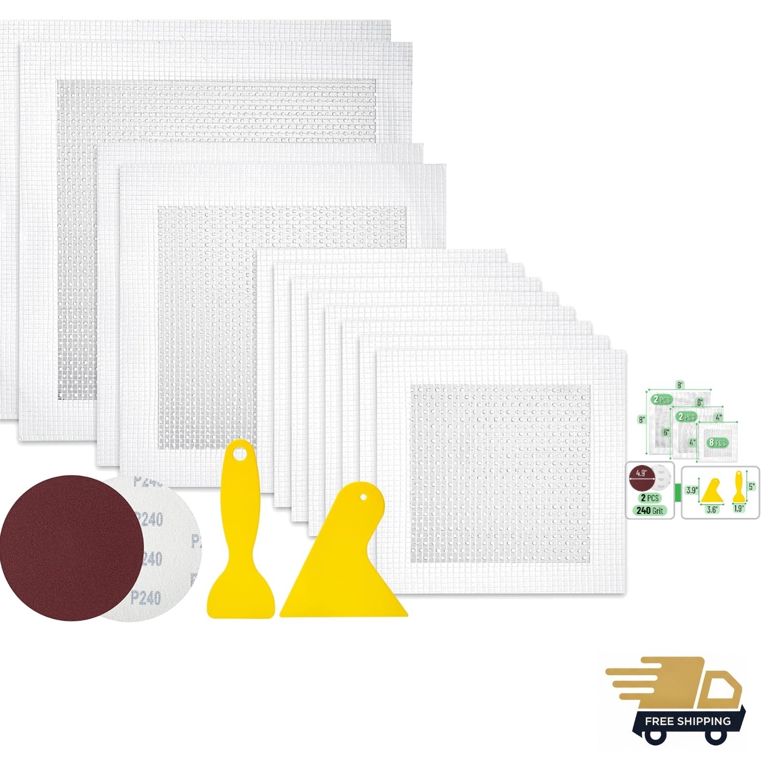 Drywall Repair Kit 16 Pcs Self-Adhesive Wall Hole Patches Home DIY Tool