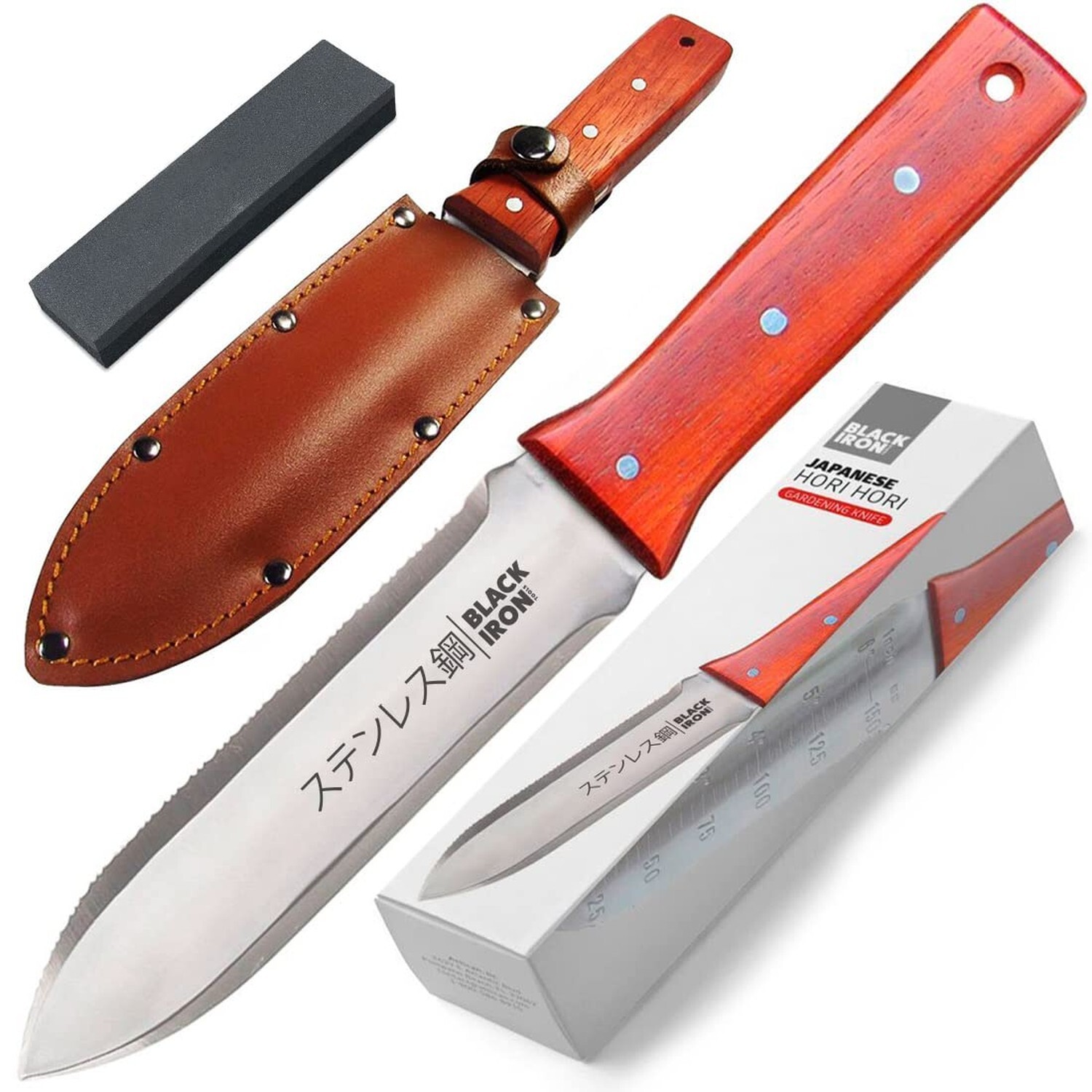 Black Iron Hori Hori Garden Knife [7 Inches, Japanese Stainless Steel] Durabl...
