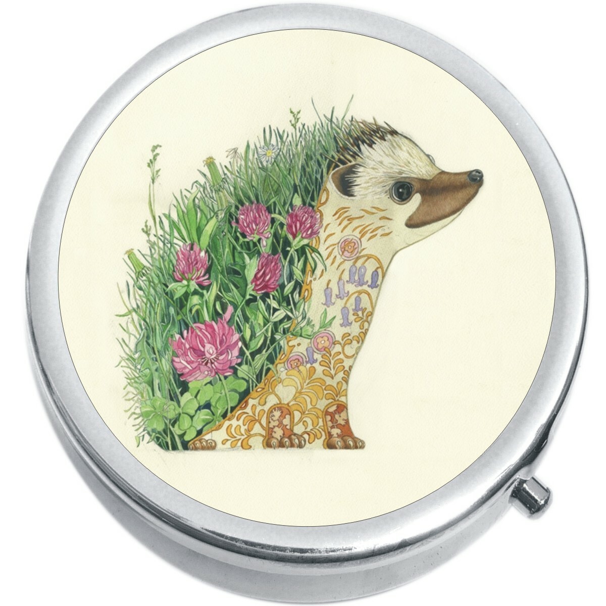 Hedgehog Flowers Medicine Vitamin Compact Pill Box