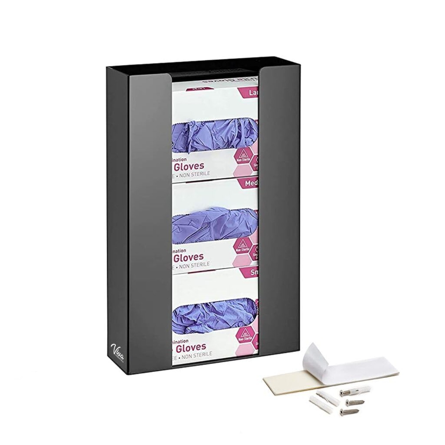 AdirMed VivaEssentials Triple Glove Box Holder, Wall Mount or Free Standing B...