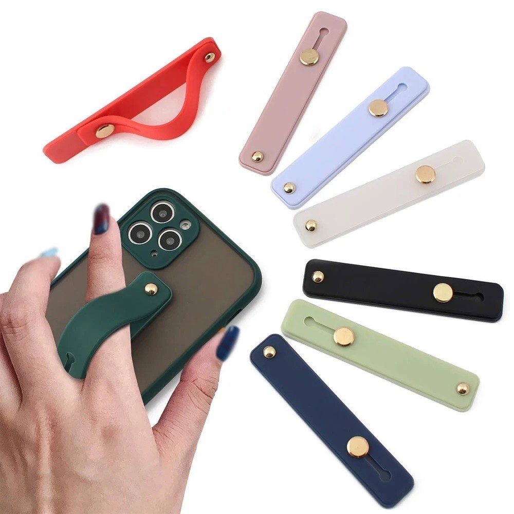 Phone Grip 2 Pieces Black Universal Sticky Finger Strap Holder for Smartphone.