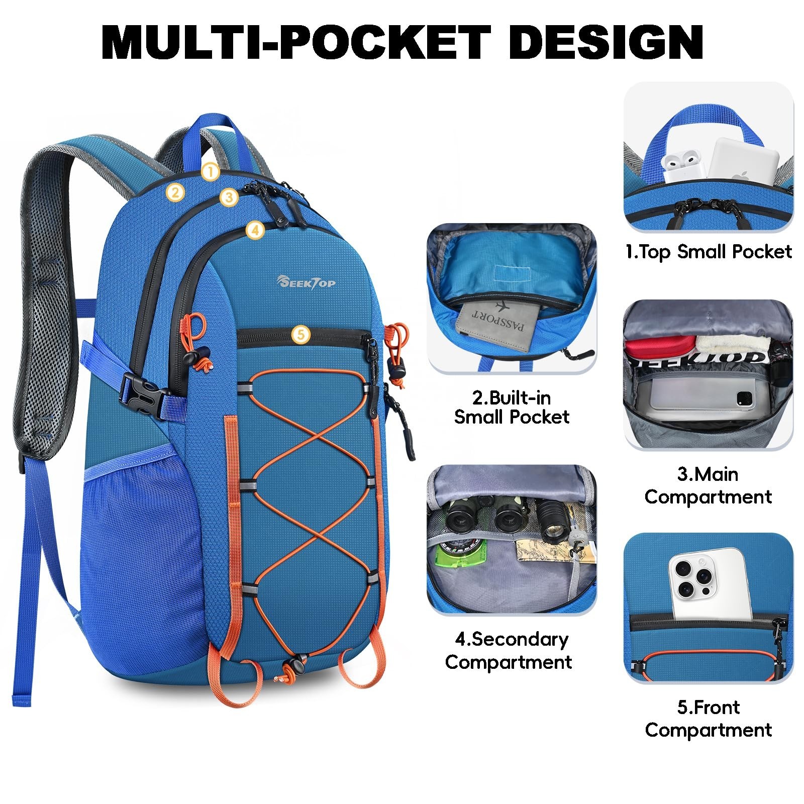 Seektop 20L Foldable Waterproof Hiking Backpack, Ultralight Small Lightweight...
