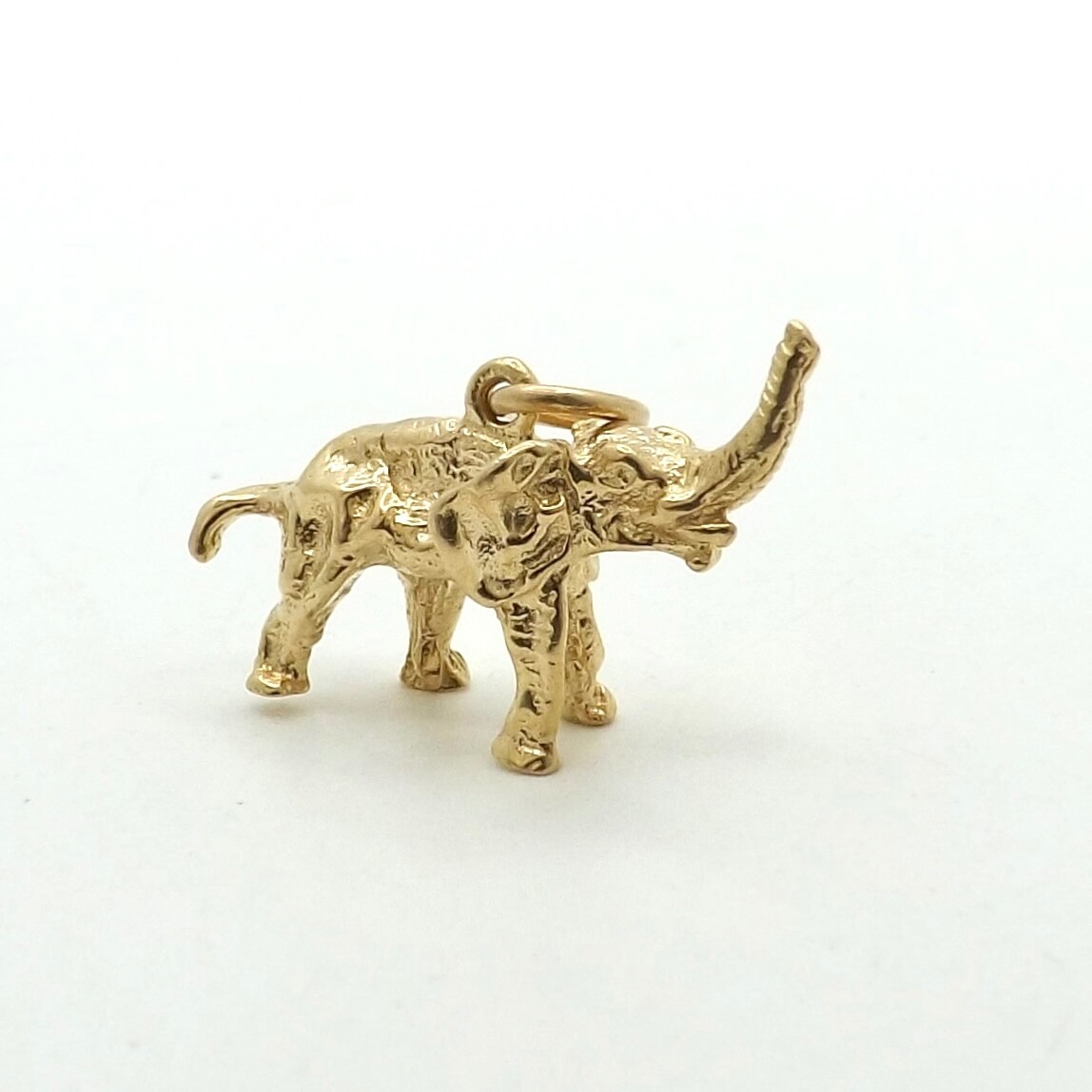 14k Gold Elephant Trunk Up Lucky Charm Pendant Setting 4gr New