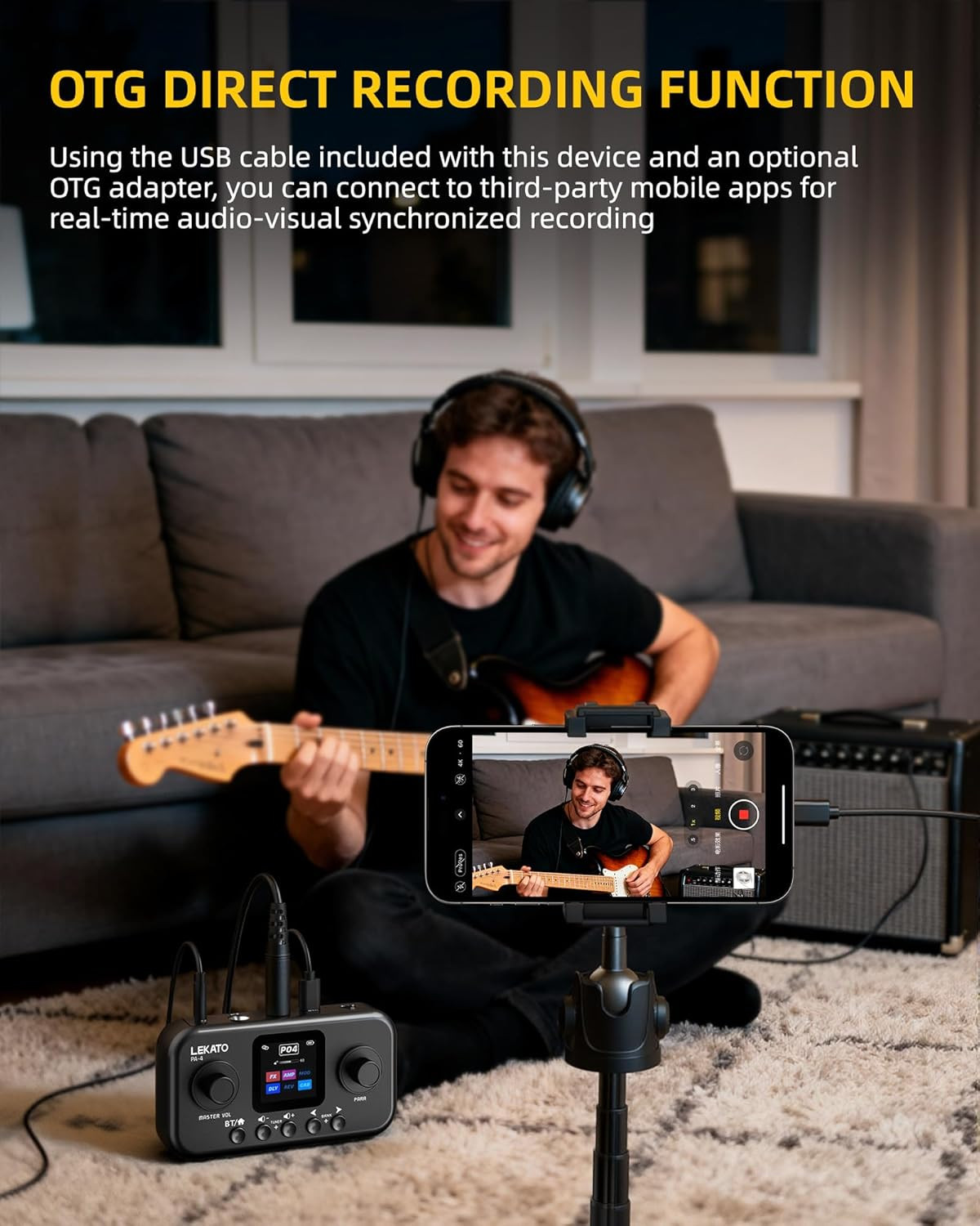LEKATO Desktop Multi Guitar Effects with 6 Modules, 80 Presets, 20 Amp Modeling