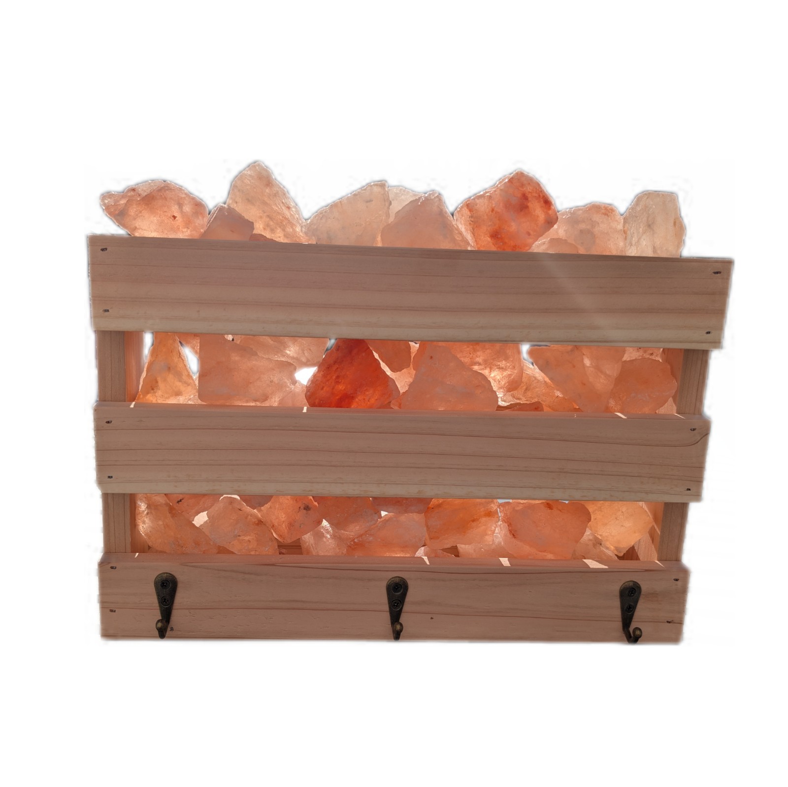 Himalayan Salt Hanging Sauna Box with Hooks, Cedar Wood, Relaxing Spa Decor