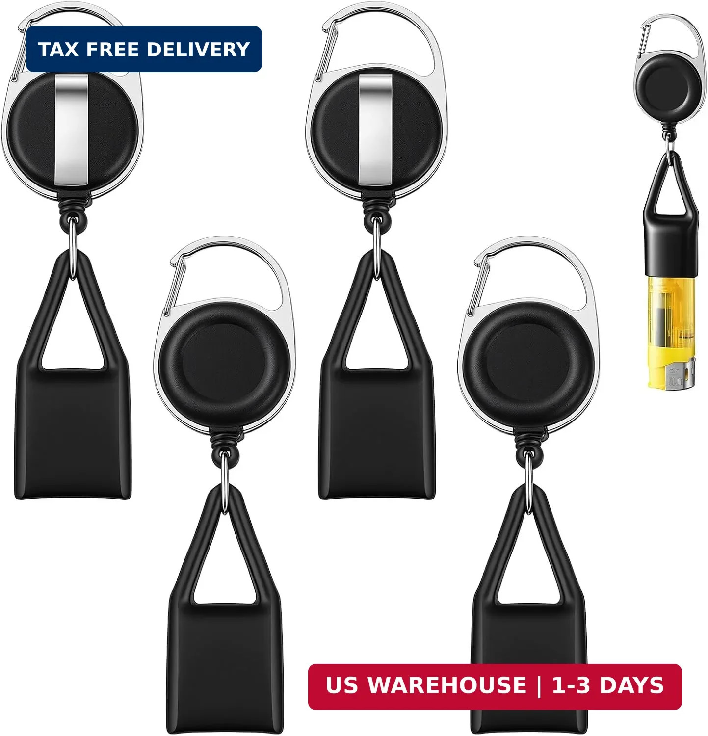 4 Pcs Retractable Pants Lighter Clip Holder Anti Lost Lighter Leash Keychain Bel