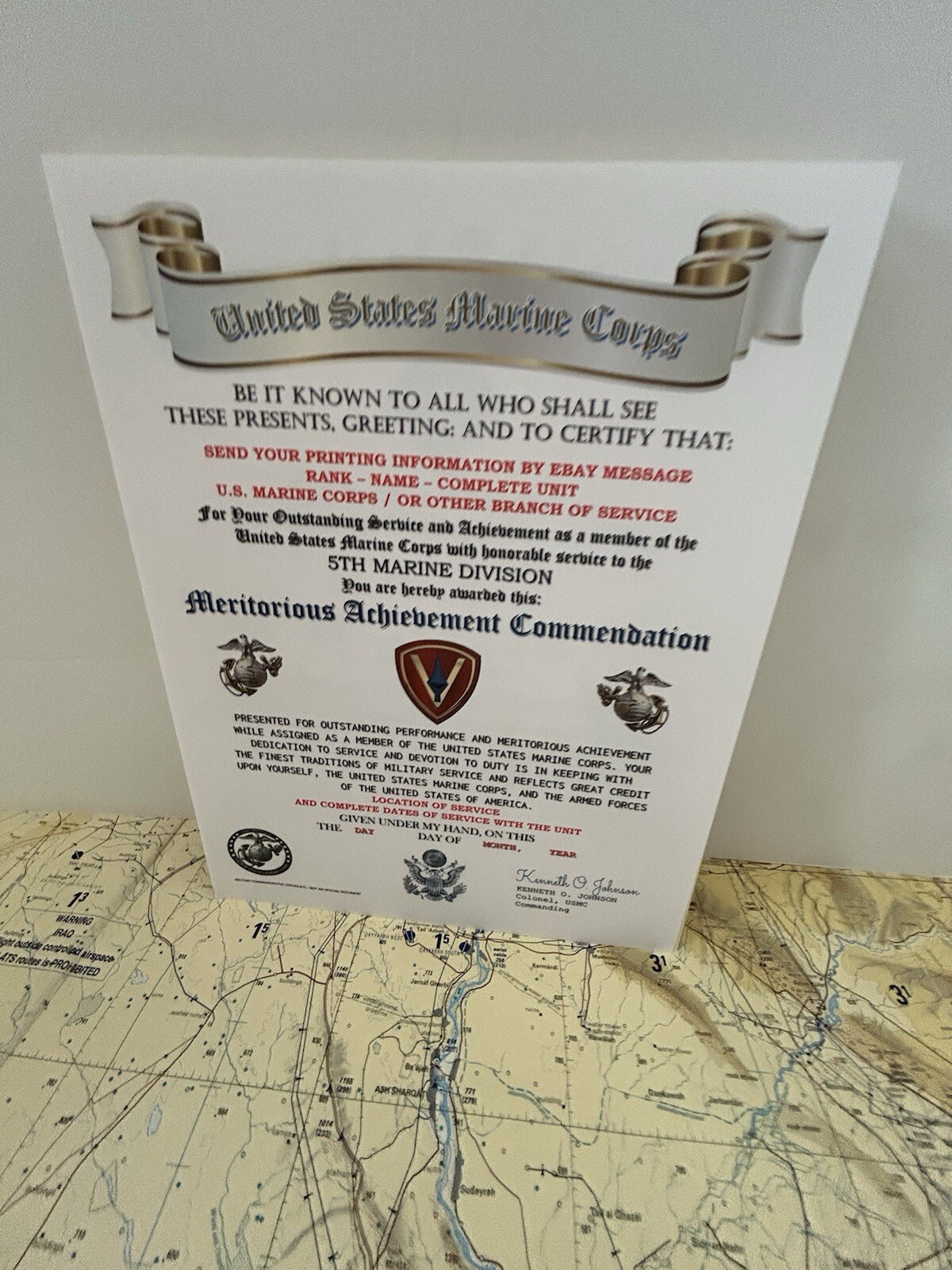 U.S. MARINE CORPS / 5TH MARINE DIVISION - MERITORIOUS ACHIEVEMENT COMMENDATION