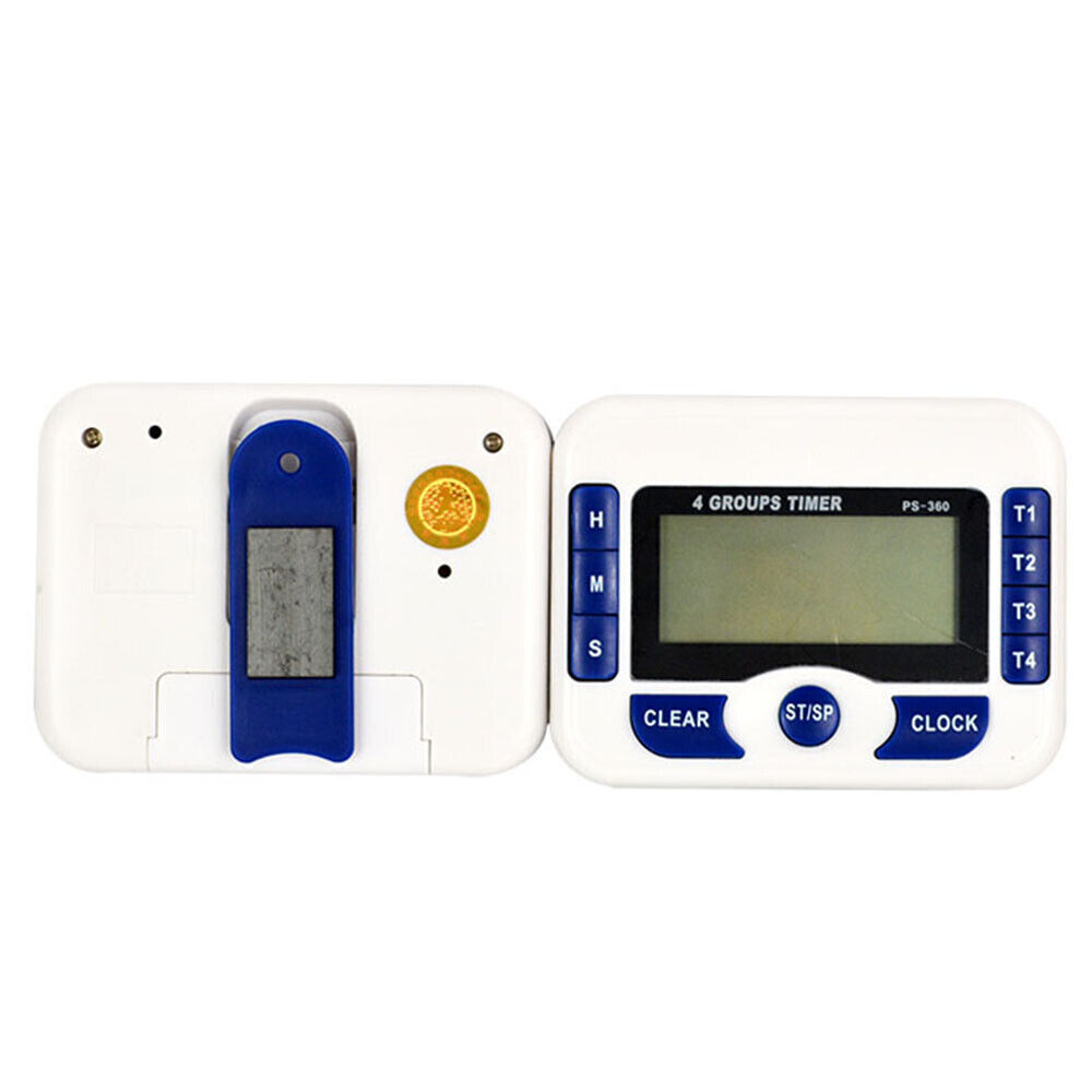 Digital Countdown 4-Channel Timer & Clock w/4 Independant Group Timer 99hr 59min