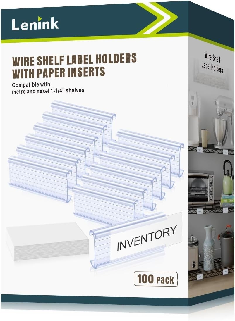 Effortless Shelf Organization: 100Pcs Label Holders with Label Inserts Included