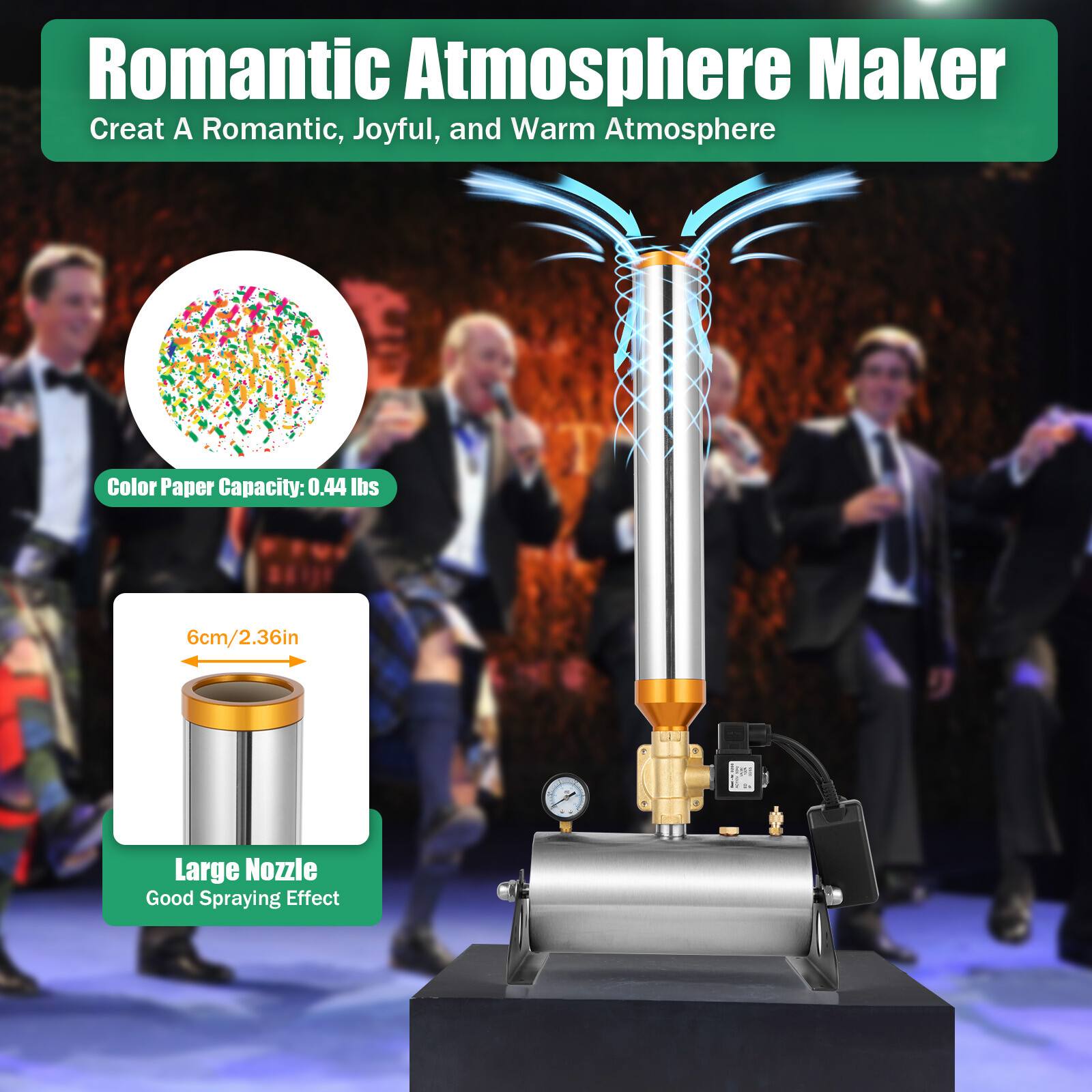 2PCS Confetti Launcher Machine Cannon Wireless Party Wedding Stage Paper Shots