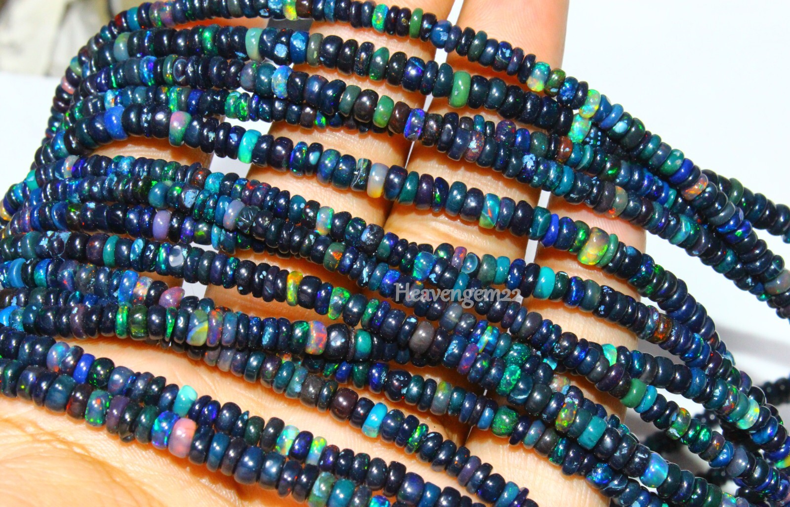 AAA Ethiopian Black Opal Smooth Rondelle Gemstone Beads Jewelry Making