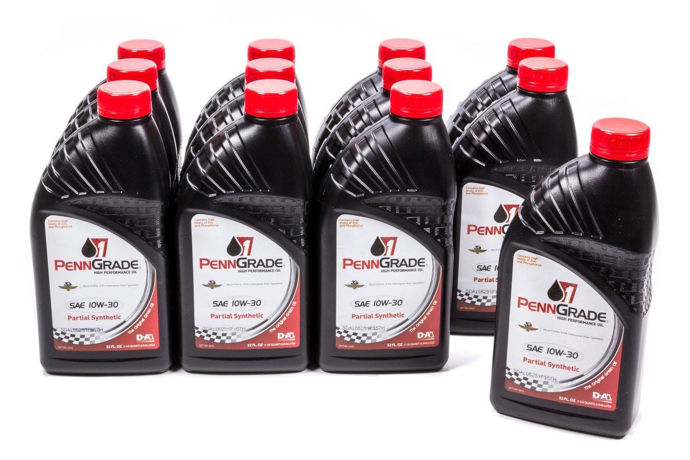 PennGrade Motor Oil - High Zinc - 10W30 - Semi-Synthetic - 1 qt - Set of 12