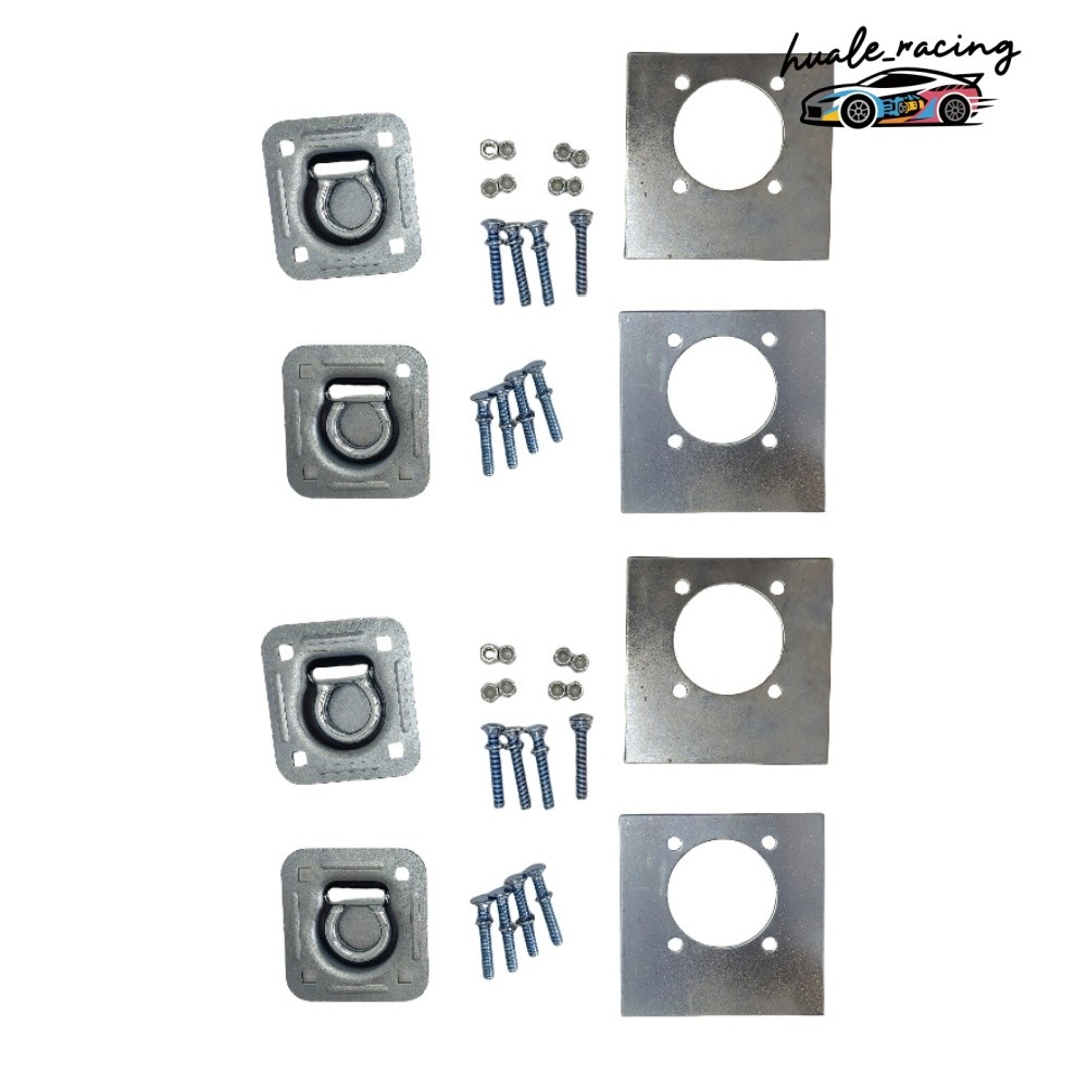 4x Heavy Duty Cargo Trailer Anchor Tie Down D-Ring Flush with Hardware Silver