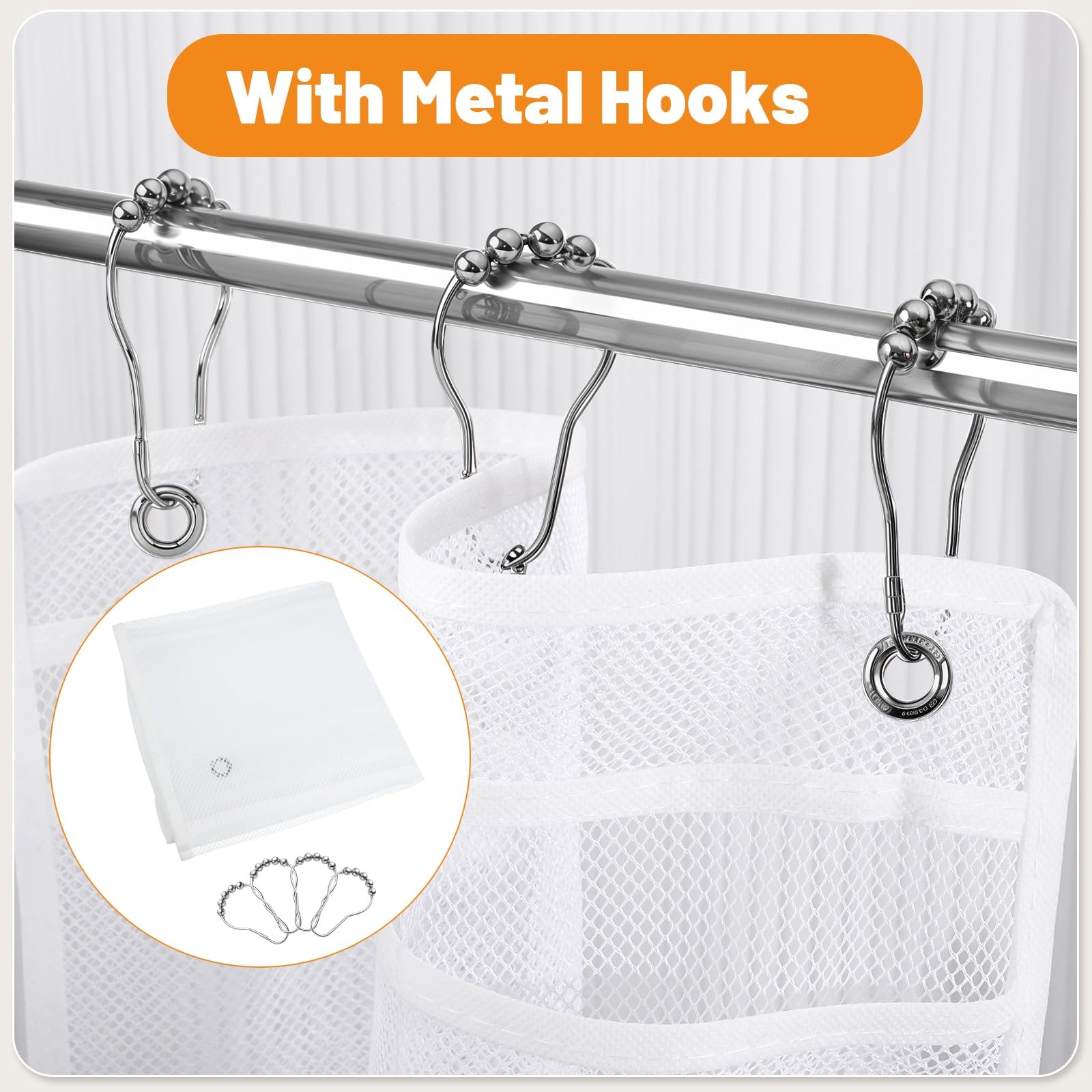 Dntorx 2 Pack Mesh Shower Hanging Caddy, 7 Pockets White