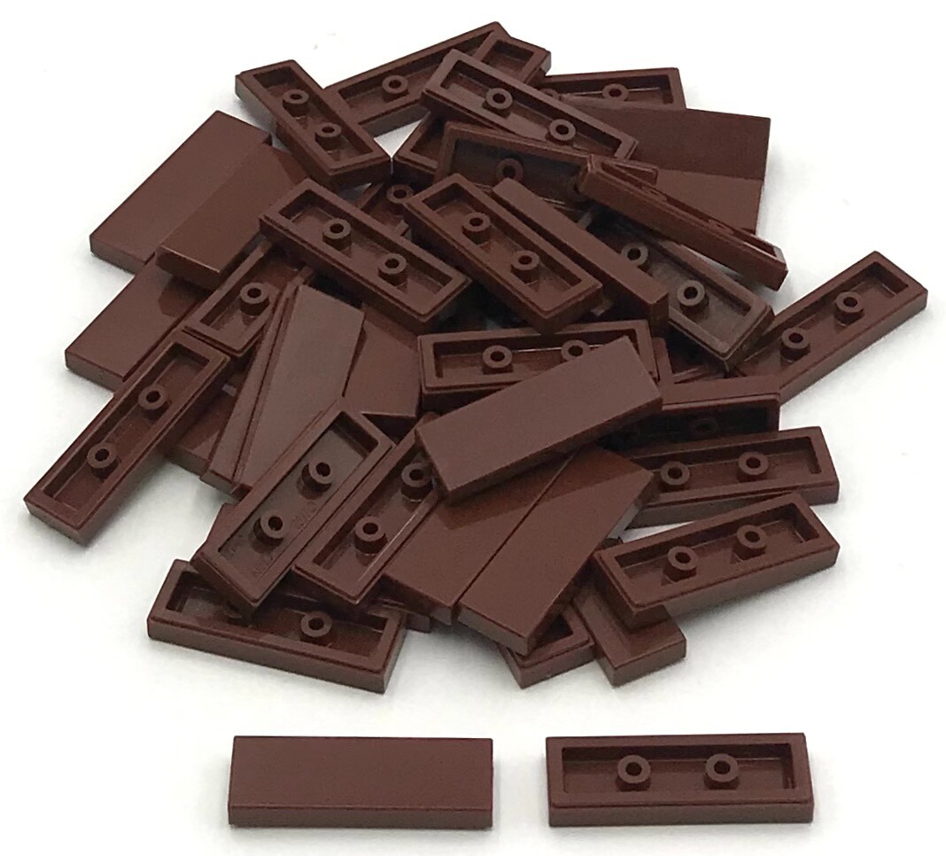Lego 50 New Reddish Brown Tile 1 x 3 Flat Smooth Pieces