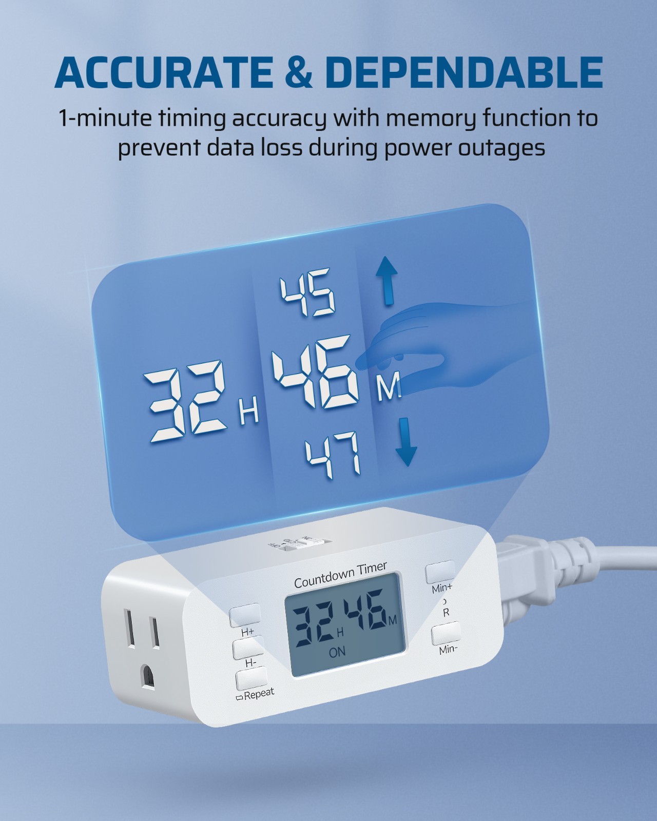 DEWENWILS 2-Pack Timer Outlet, 36H Countdown, Repeat Function,for Lights & Fans