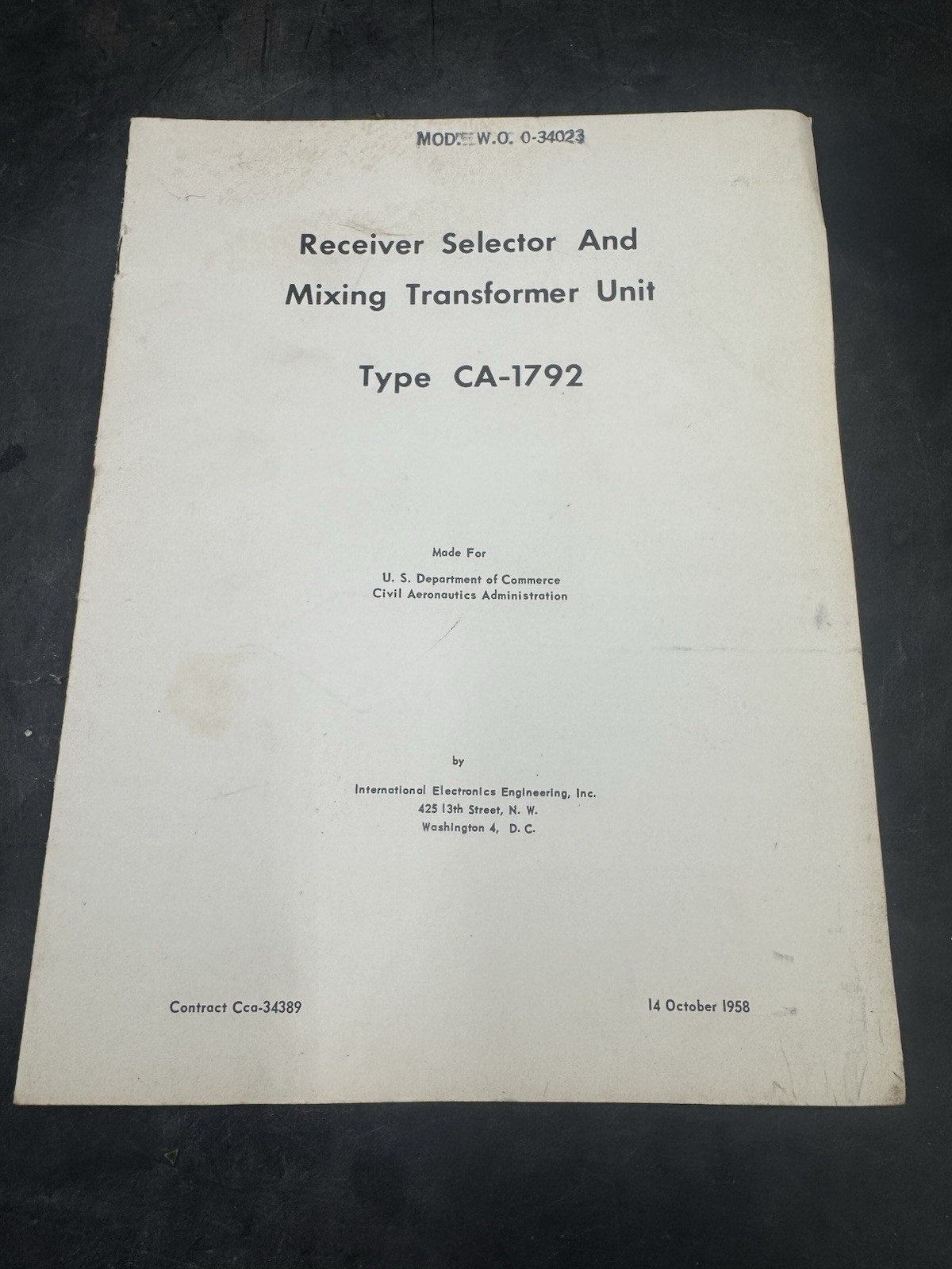 RECEIVER SELECTOR MIXING PANEL 4 CHANNEL TYPE CA-1792 INSTRUCTION BOOK