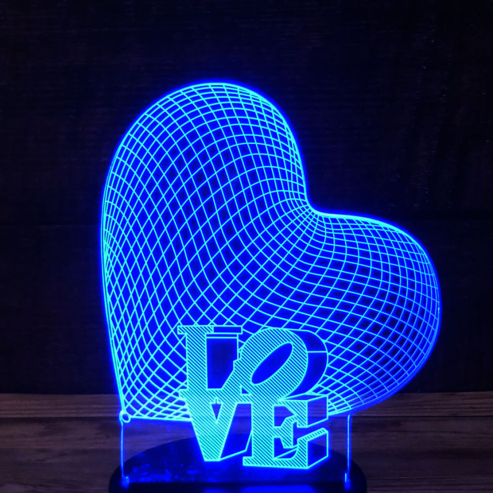 3D Romantic Love Heart Acrylic for LED Lamp Base (Acrylic Only)