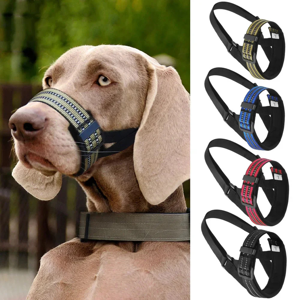 Release Dog Muzzle Adjustable Reflective Dog Soft Padded Medium & L