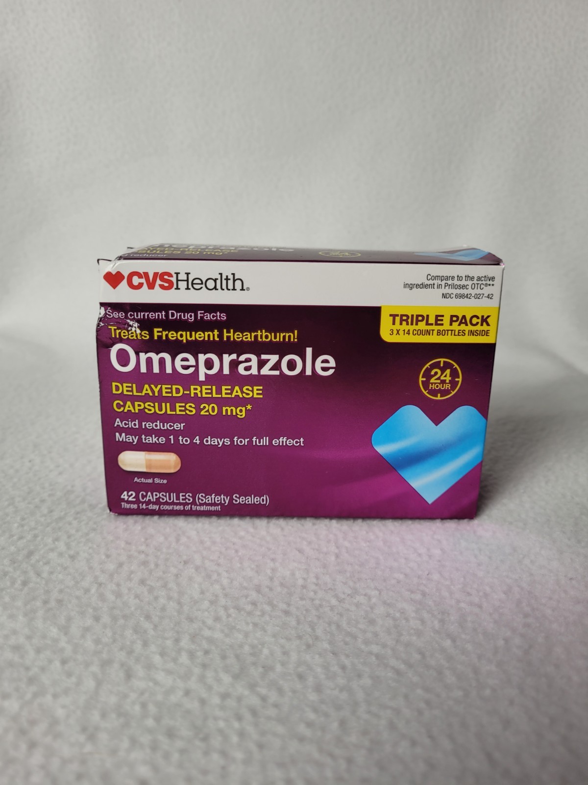 CVS Health Omeprazole 42 Ct.  20 Mg Acid Reducer Exp. 01/2027