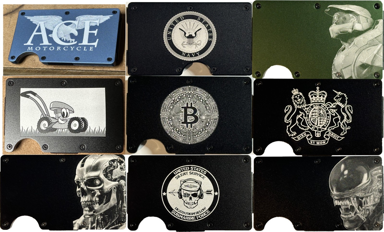 CUSTOM Laser Engraved Thin Metal RFID Blocking Wallet Slim - Sports Teams-Logos