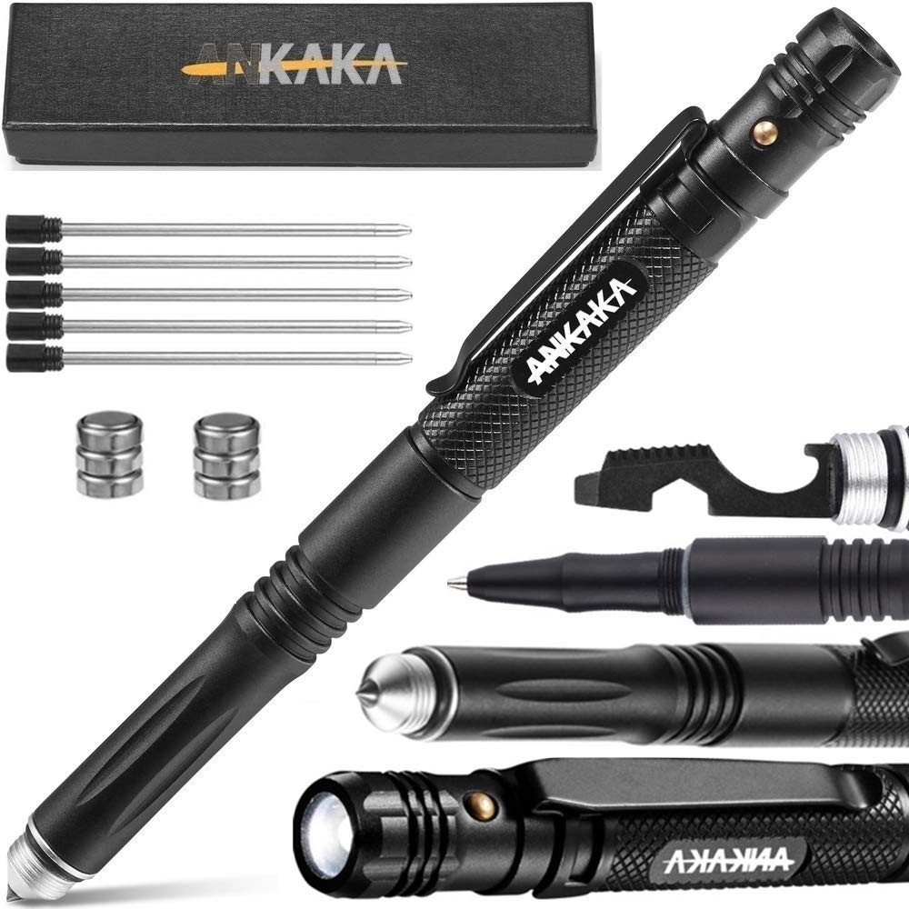 The Most Loaded 6-in-1 Tactical Pen: Solves Other Brands' 11 Piece Set, Black