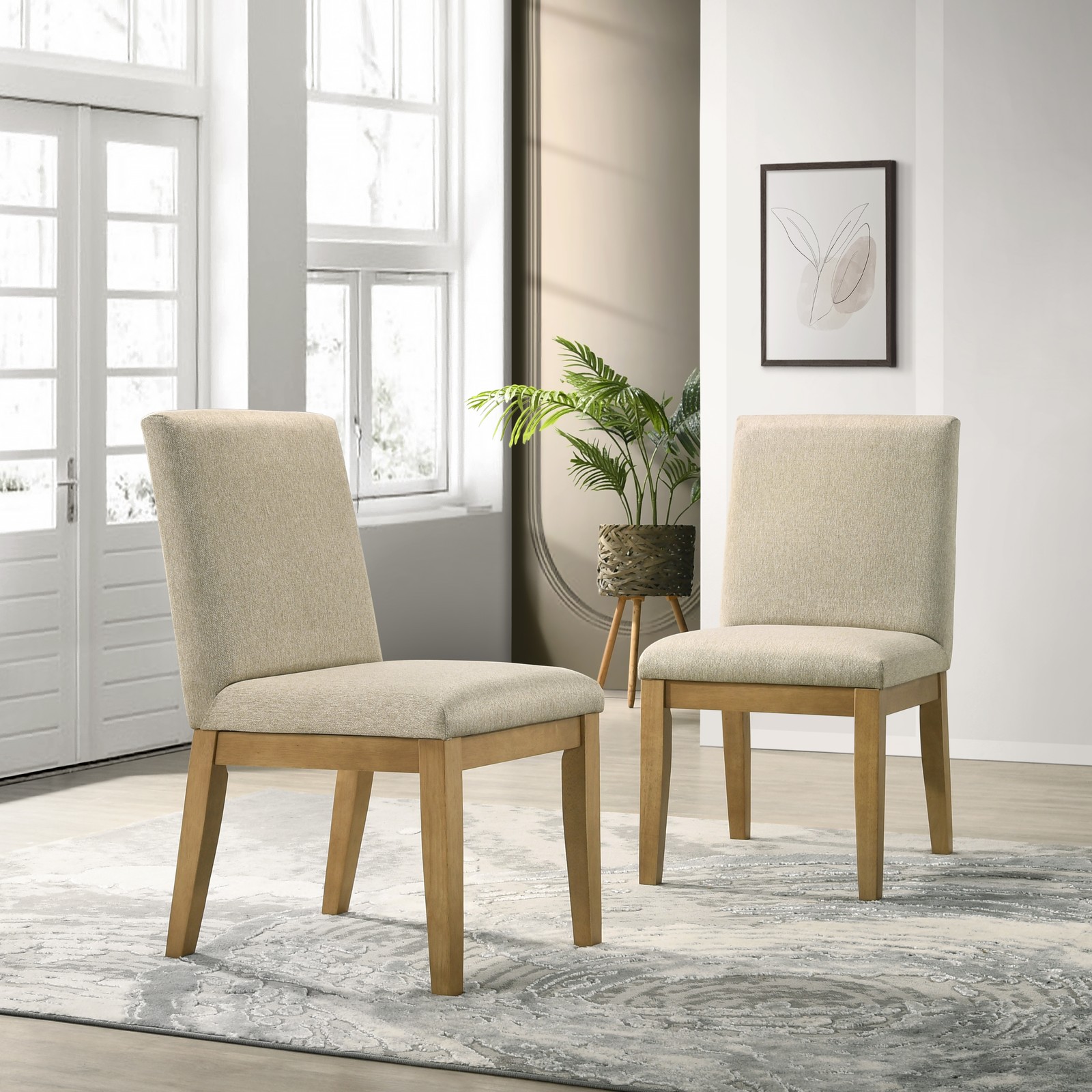 Rocco Contemporary Solid Wood Dining Chairs, Set of 2