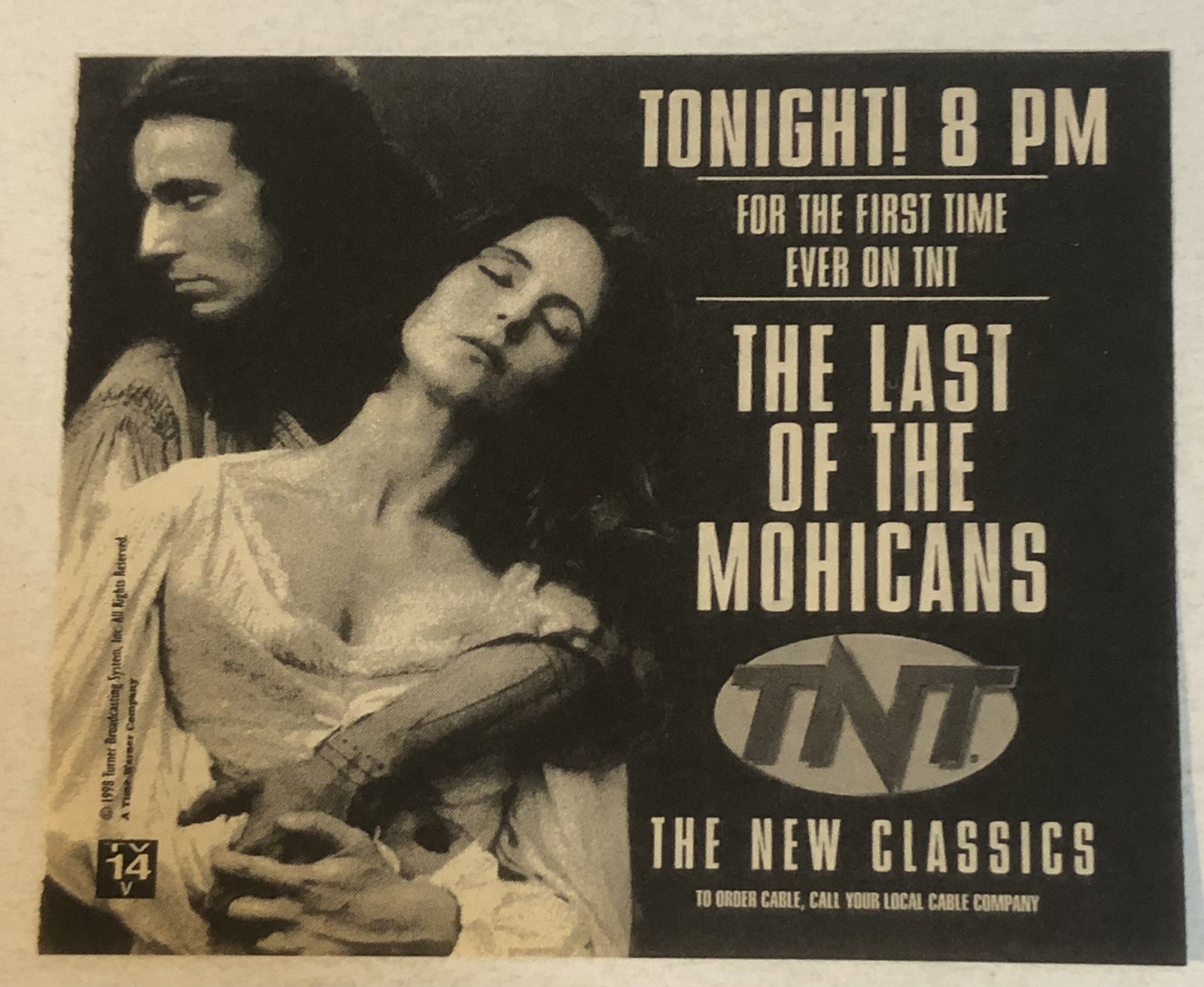 Last Of The Mohicans Movie Vtg Print Ad Daniel Dey Lewis Madelyn Stowe TPA19