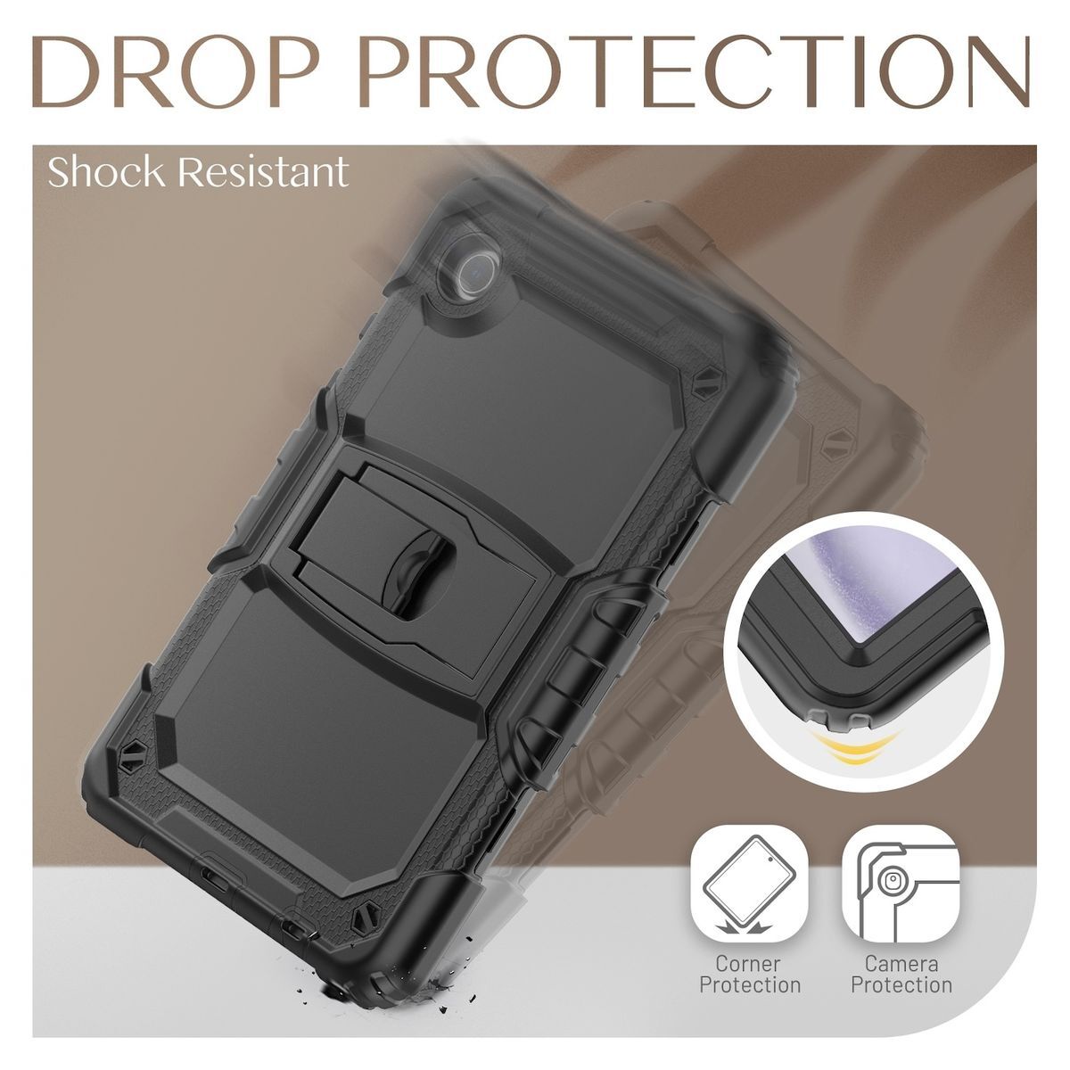 For Samsung Galaxy Tab A9 Silicone Tablet Case Shoulder Strap + Holder