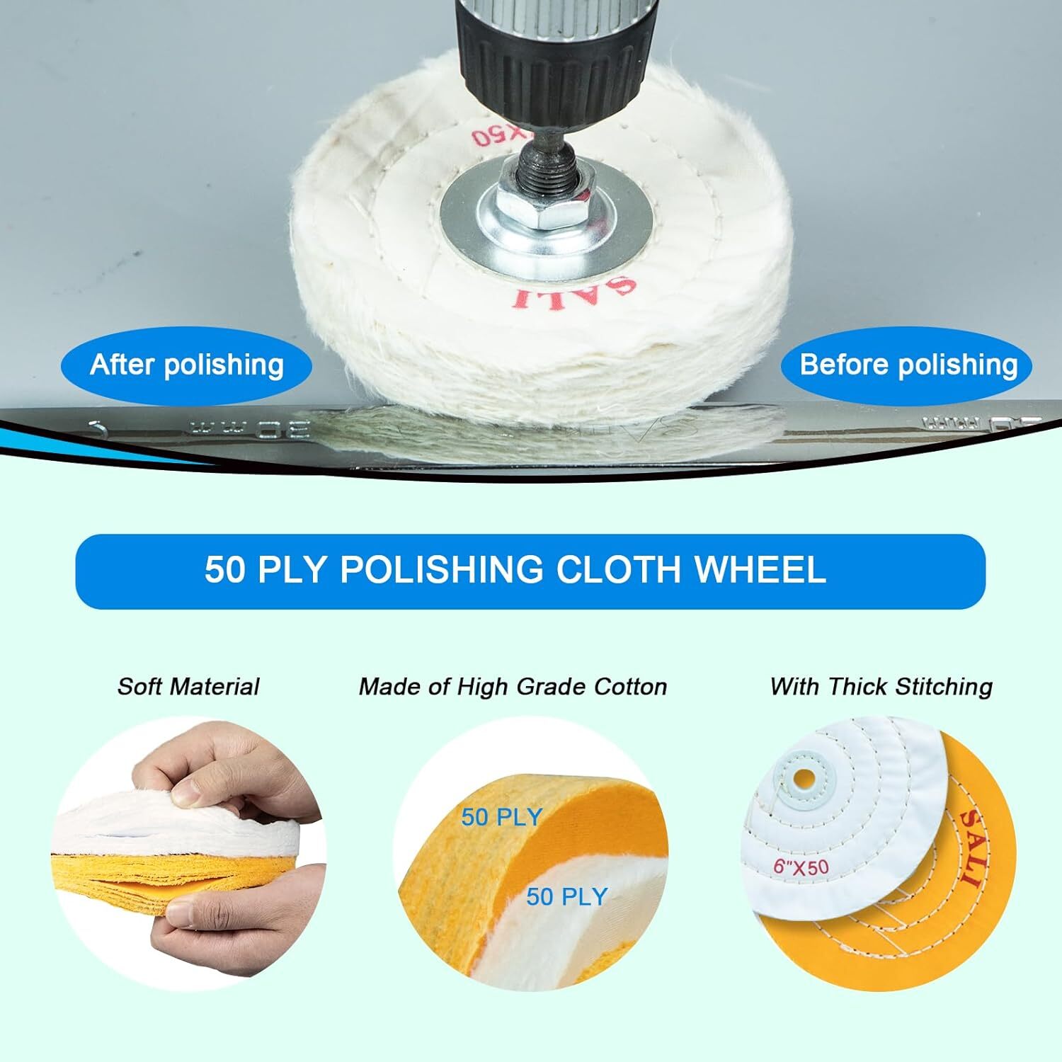 Buffing Polishing Wheel 8 inch for Bench Grinder/Bench Buffer 5/8 inch