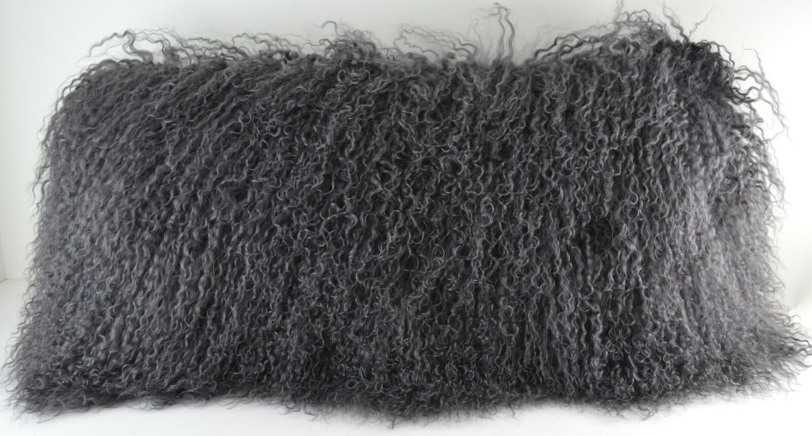 Real Dark Gray Mongolian Grey Tibetan Lamb Fur Pillow