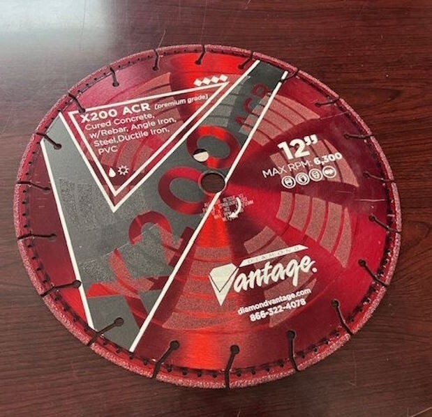 Diamond Vantage Concrete Cutting Disc X200 ACR 12" blade rebar