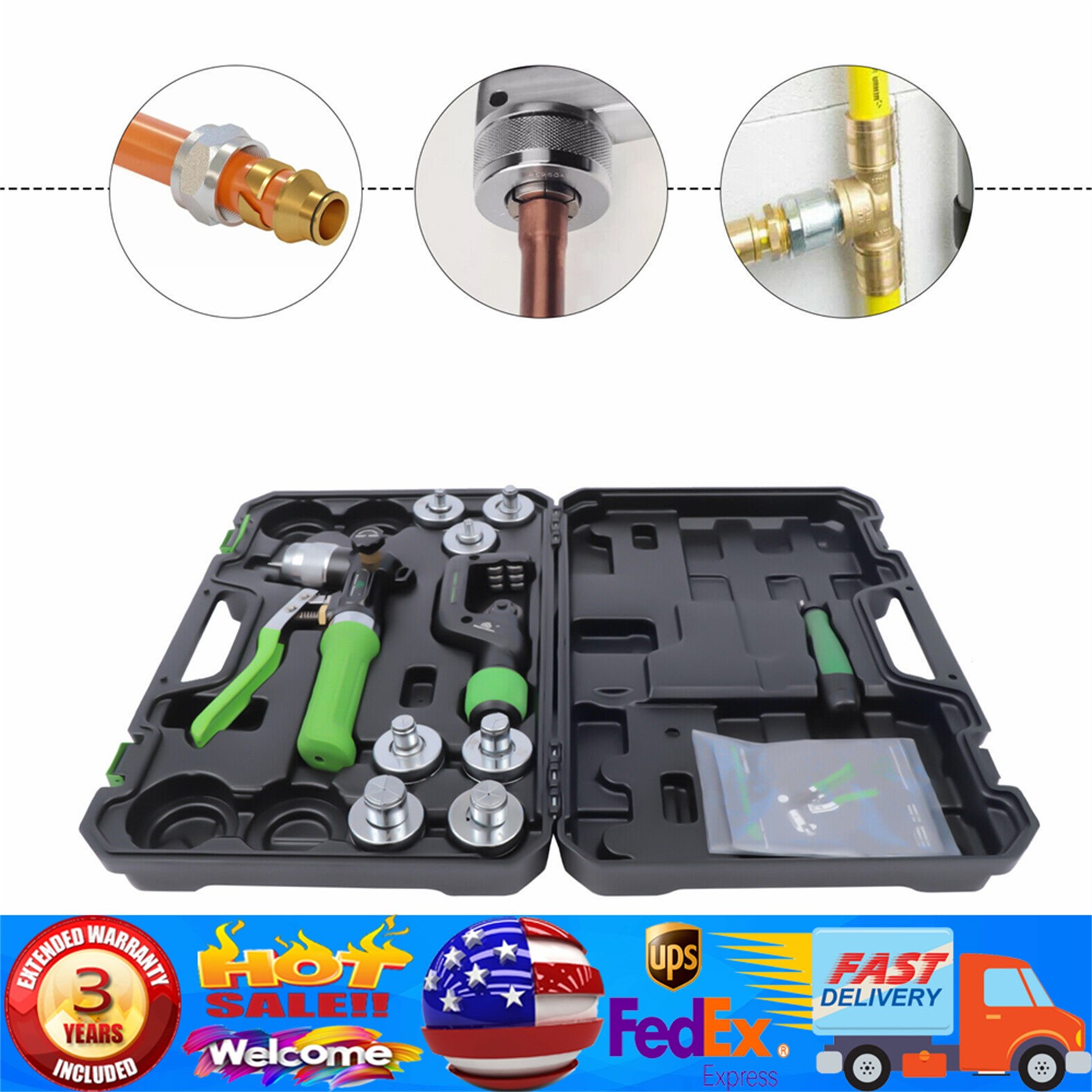 Hydraulic Swaging Tool Kit HVAC w/ Tube Cutter for Copper Tubing Expanding NEW.