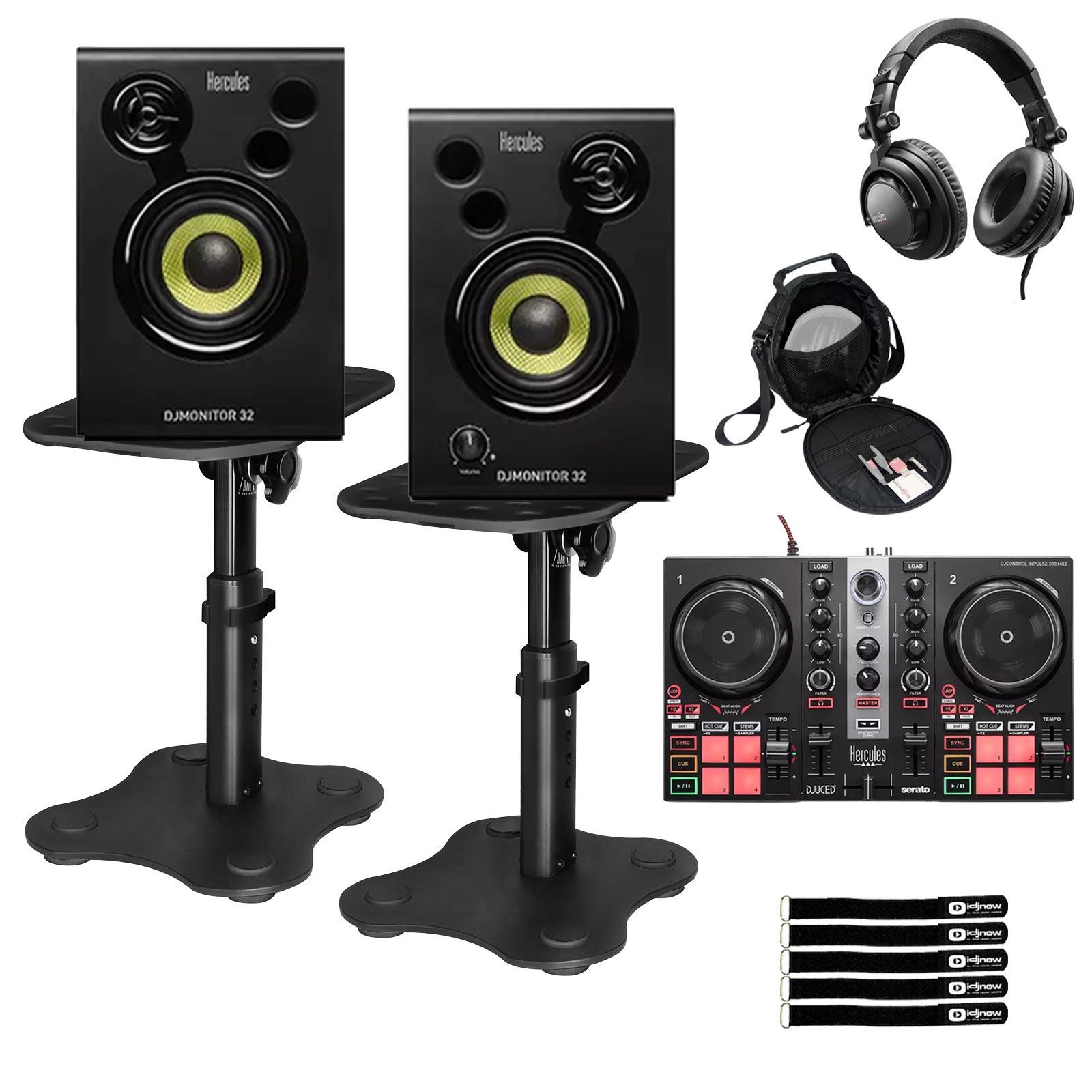 Hercules DJLearning Kit MK2 with DJ Controller, Monitor & Desk Stands
