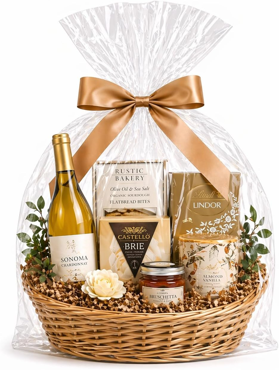 24" x 30" Cellophane Basket Bags – Pack Of 5 Clear Gift Basket Wrap Bags for Lar