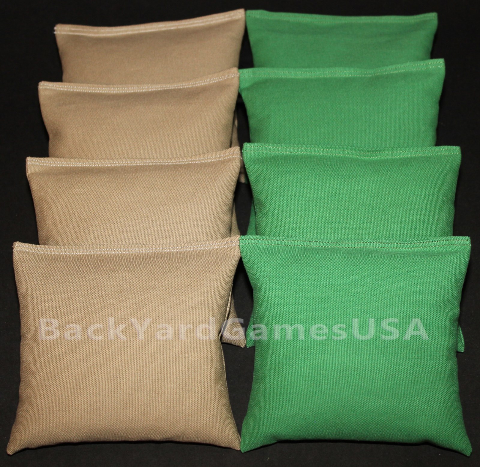 ALL WEATHER CORNHOLE BEAN BAGS Khaki & Grass Green Resin Filled WATERPROOF
