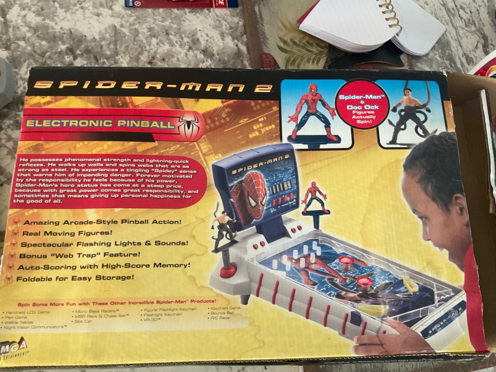 Vintage 2004 Marvel Heroes Spider-Man Electronic Tabletop Pinball Game *Read*