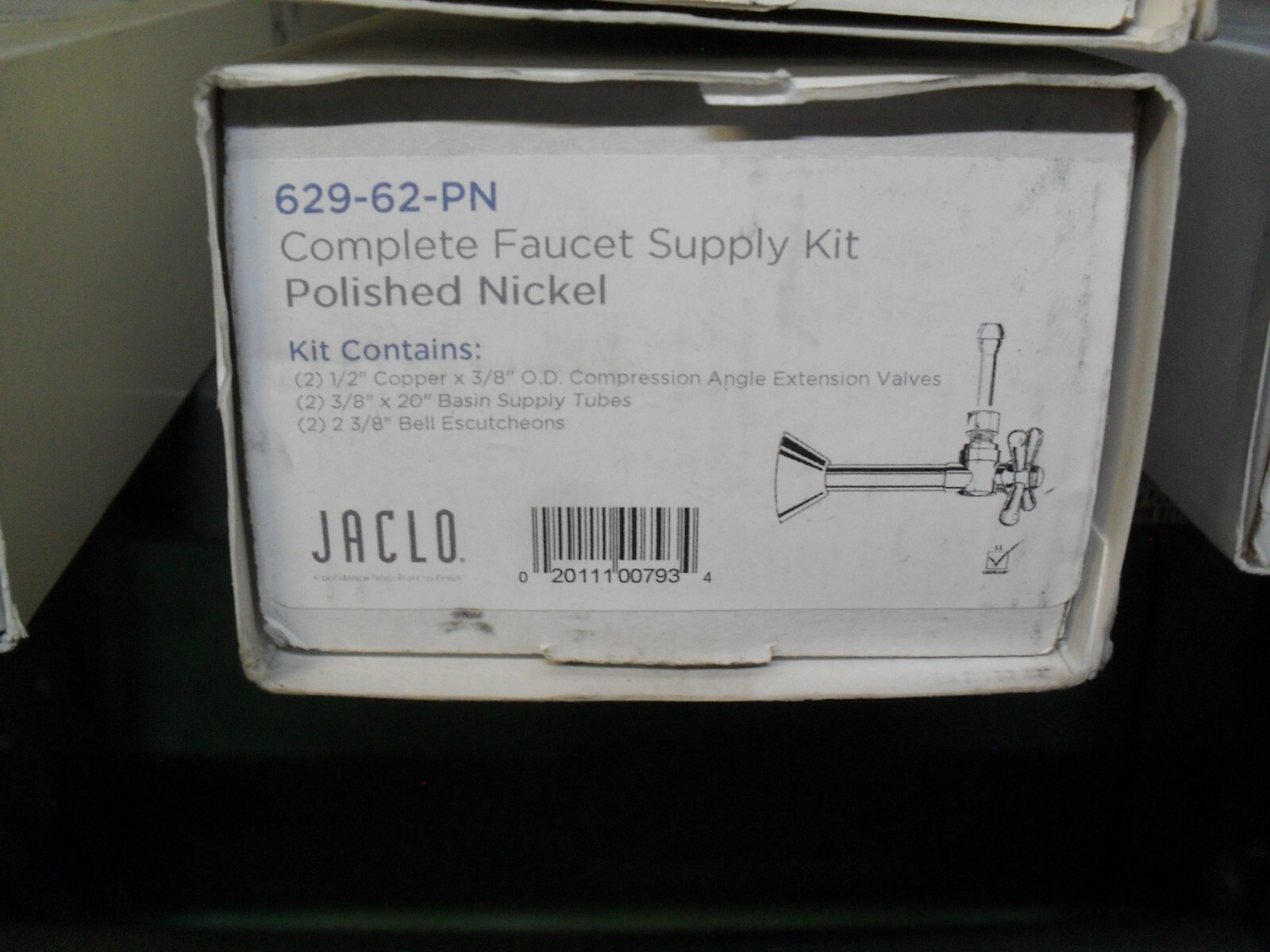 Jaclo 629-62-PN 1/2" Cop x 3/8"Od Angle Valve Faucet supply Pair Polished Nickel
