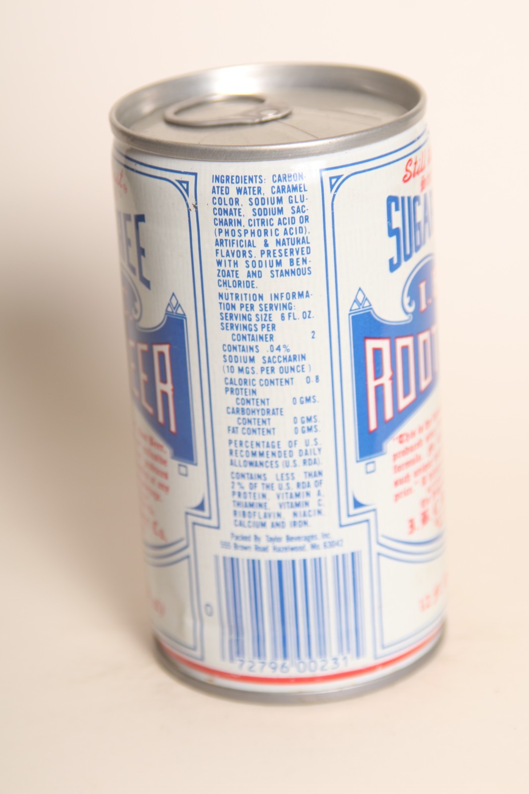 I. B. C. Root Beer soda can - Sugar Free