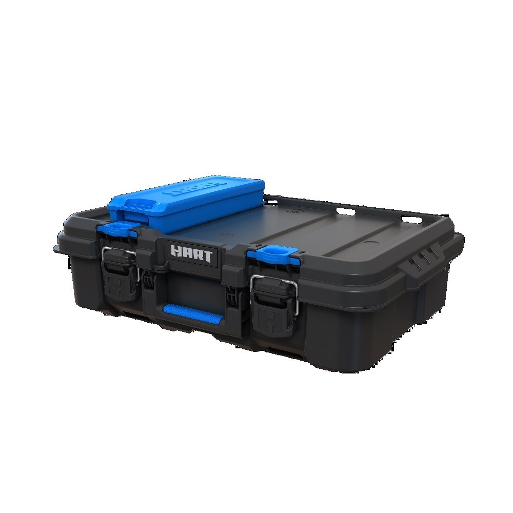 Modular Stackable Tool Box with Small Blue Organizer and Adjustable Dividers for