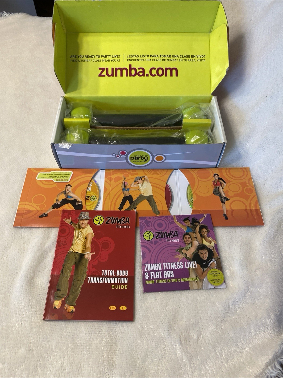 Exercise Toning Zumba Shaker Fitness Wgts Maracas -Set of (2) 1 lb. 4DVDs & Book